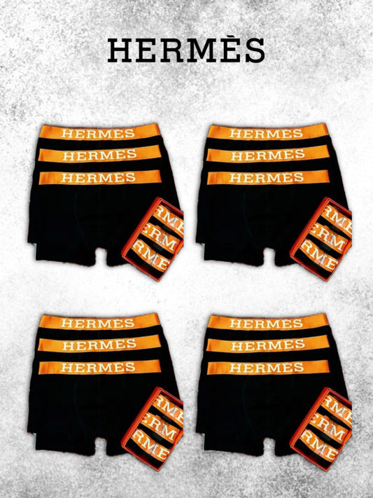 Hermes Underwear Pack 12 Classic Black Orange Code - 1105