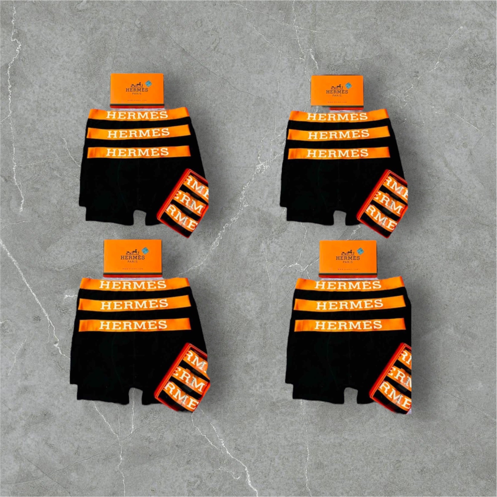 Hermes Underwear Pack 12 Classic Black Orange Code - 1105
